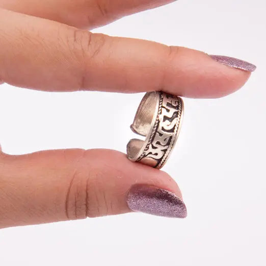 Finger Ring for Men/Women Silver Plated Om Mani Padme Hum Adjustable Finger Ring - Best HimalayaBest Himalaya