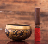 Golden Etching Tibetan Singing Bowl A Handmade Masterpiece
