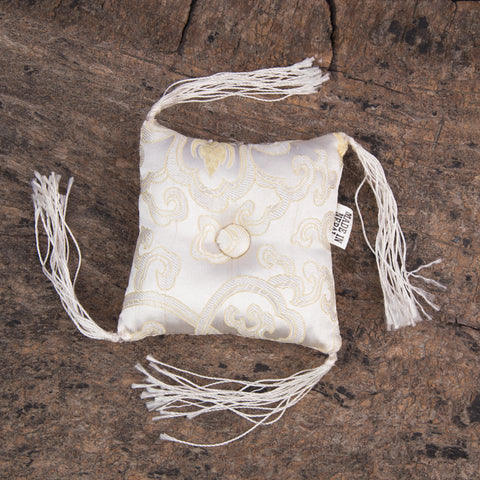 Tibetan Handmade Silk Square White Cushion