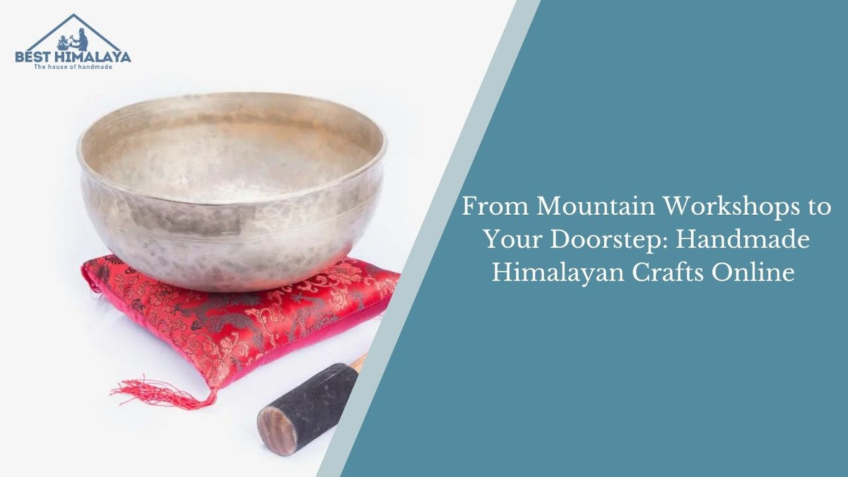 Handmade Himalayan singing bowl with cushion and mallet for meditation.