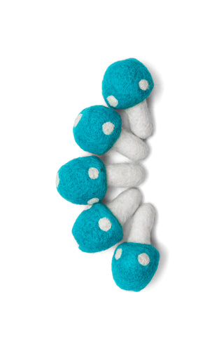 Add a Touch of Nature to Your Home with 5 cm Organic Felt Mushrooms Blue