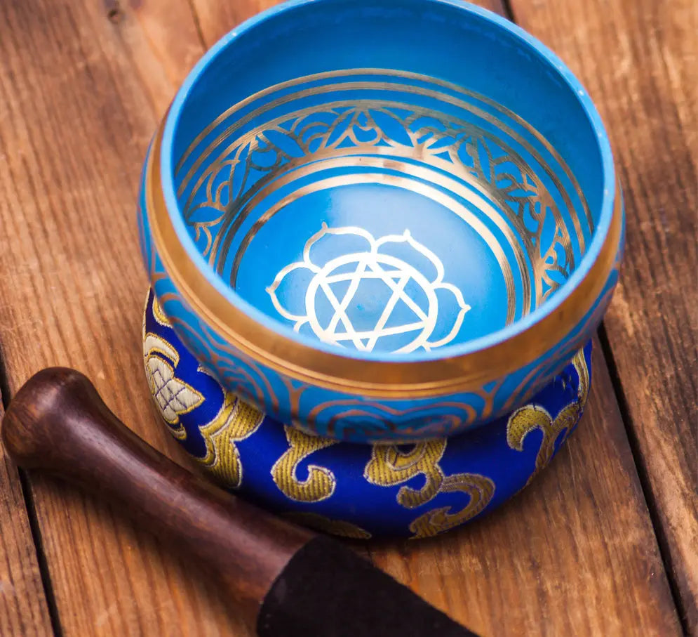 4-Inch Blue Color Etched Singing Bowl - Best HimalayaBest Himalaya