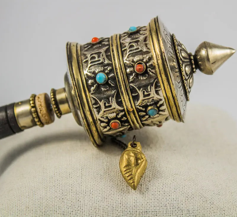 Antique Tibetan symboled small prayer wheel - Best HimalayaBest Himalaya