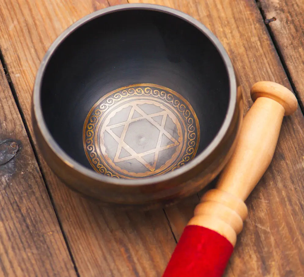 Black Colored Leaf & Bird Carved Singing Bowl - Best HimalayaBest Himalaya