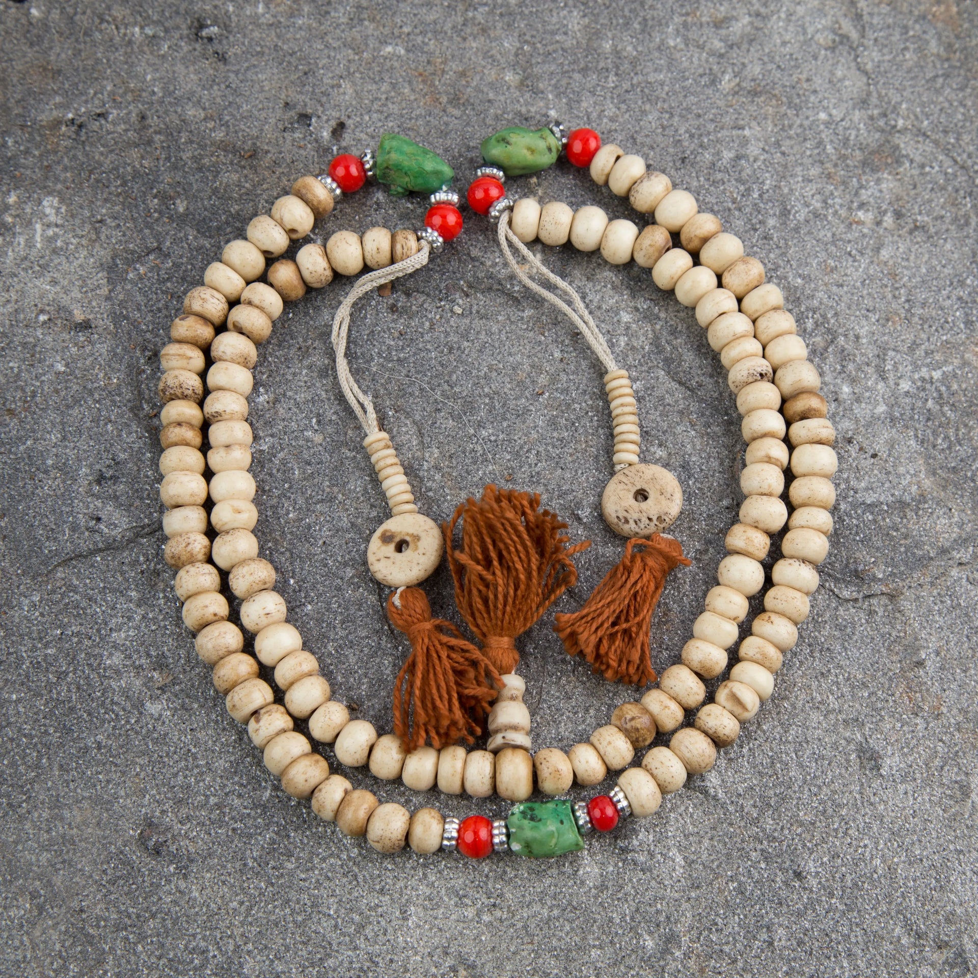 Antique Tibetan Bone Prayer Mala Beads Best Himalaya