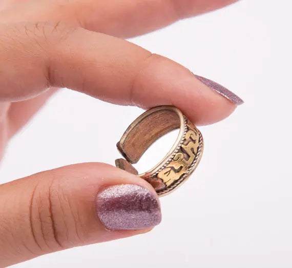 Copper Plated Om Mani Finger Ring Jewelry Gift - Best HimalayaBest Himalaya