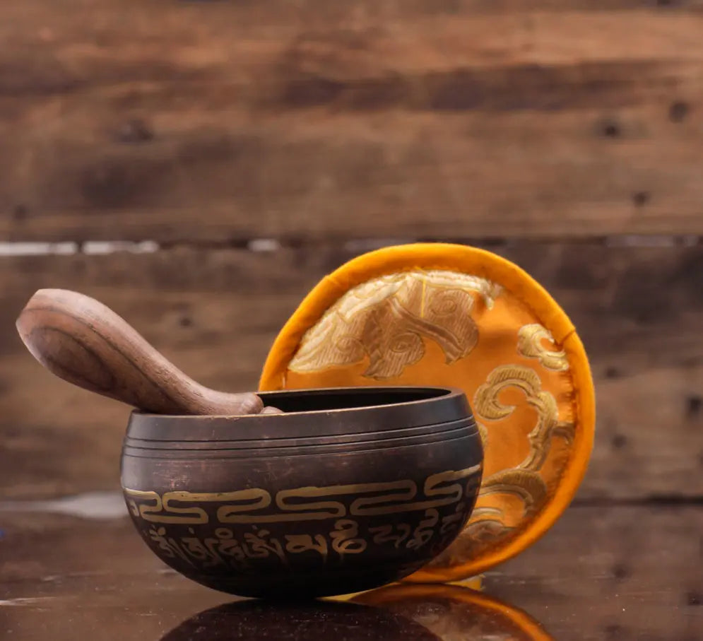 Eight Auspicious Symbols Carved Singing Bowl - Best HimalayaBest Himalaya