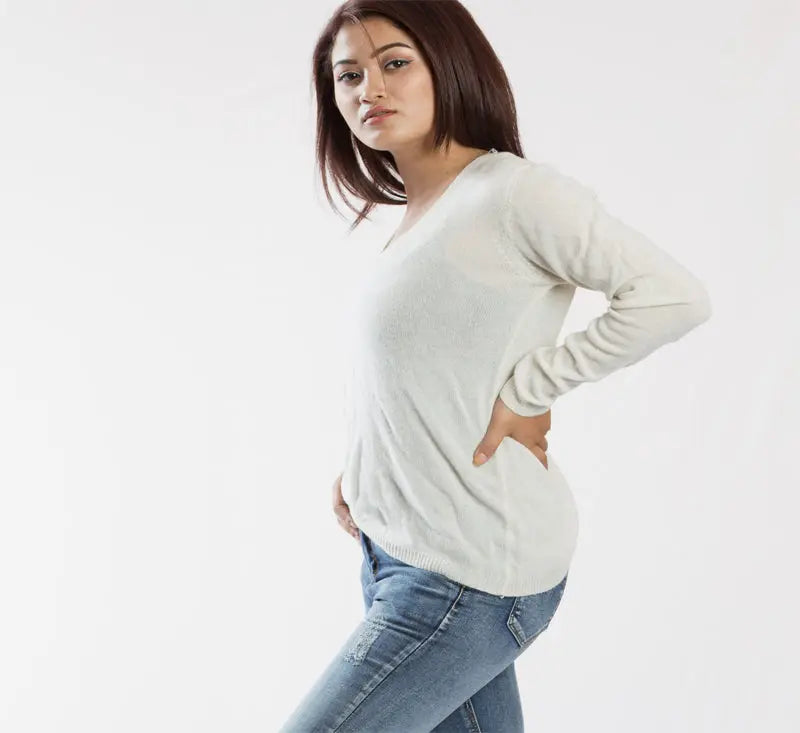 Full Sleeved Pure Pashmina Round Neck Top - Best HimalayaBest Himalaya