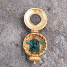 Gold plated  round Tibetan Ghau Pendant Precious stone embeded BestHimalya