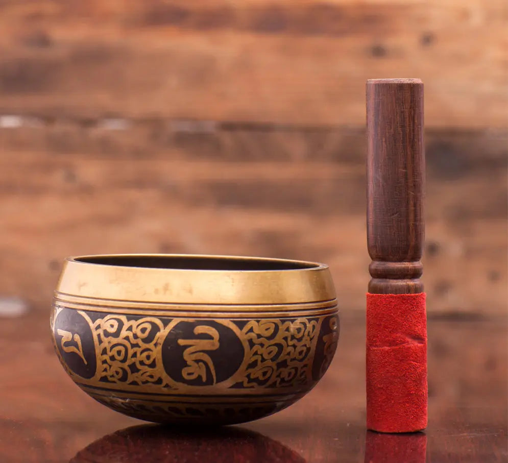 Golden Etching Tibetan Singing Bowl A Handmade Masterpiece - Best HimalayaBest Himalaya