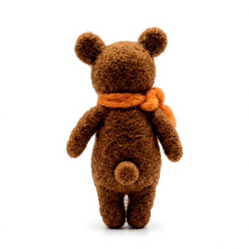 Felt Wool Knitted Teddy Bear with Red Scarf Small Animal Christmas Decoration – view 4