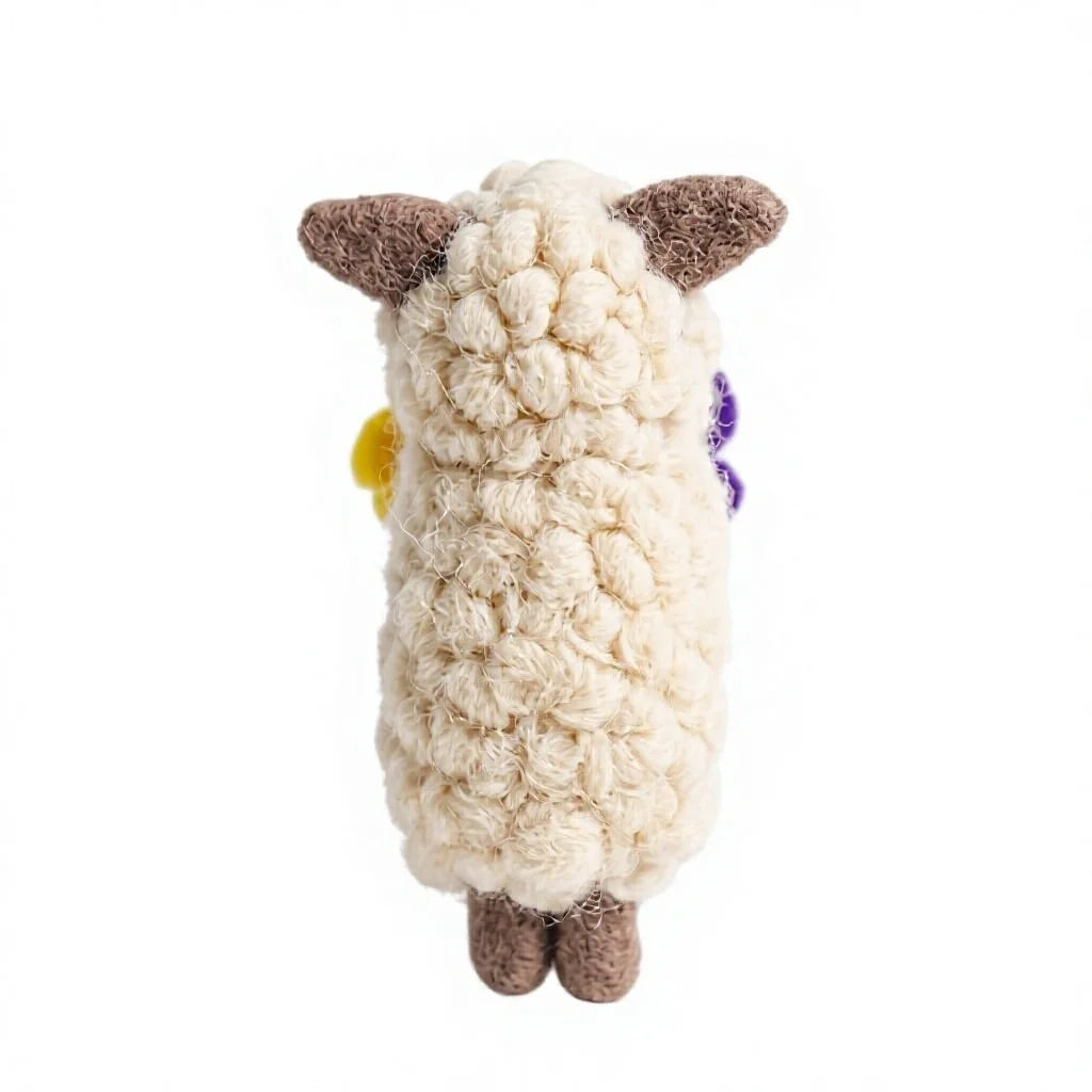 Felt Wool Sheep with Flower Bouquet Wall Hanging Decor Cartoon Animal Ornament – view 4