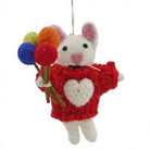Felt Wool Mouse Ornament with Balloons Red Heart Sweater – view 2