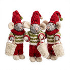 Felt Wool Mouse Doll Christmas Decoration with Red Hat and Bag – handmade by Best Himalaya