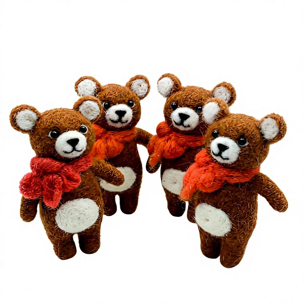 Felt Wool Knitted Teddy Bear with Red Scarf Small Animal Christmas Decoration – handmade by Best Himalaya