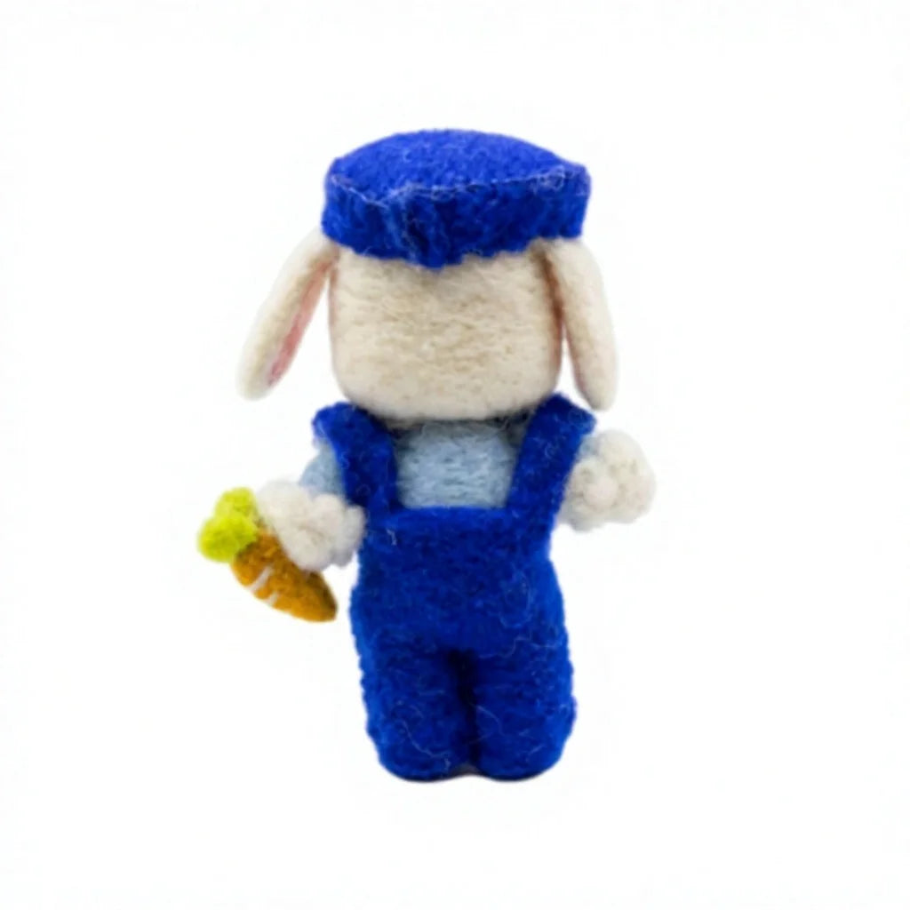 Felt Wool Bunny Ornament with Carrot Blue Overalls Cartoon Animal Christmas Decor – view 4