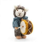 Felt Wool Sheep Drummer Ornament Set Handmade Christmas Decoration Animal Shape Wall Hanging Small Size Traditional Style – view 2