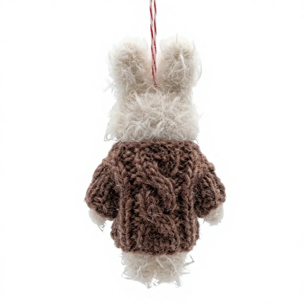 Felt Wool Rabbit Ornament with Green Headband Handmade Indoor Decoration – view 4