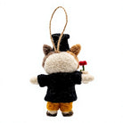Felt Wool Graduation Cat Figurine with Cap and Rose Small Animal Decor – view 4