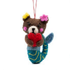 Felt Wool Bear Mermaid Ornament with Heart Cartoon Animal Hanging Decor – view 2