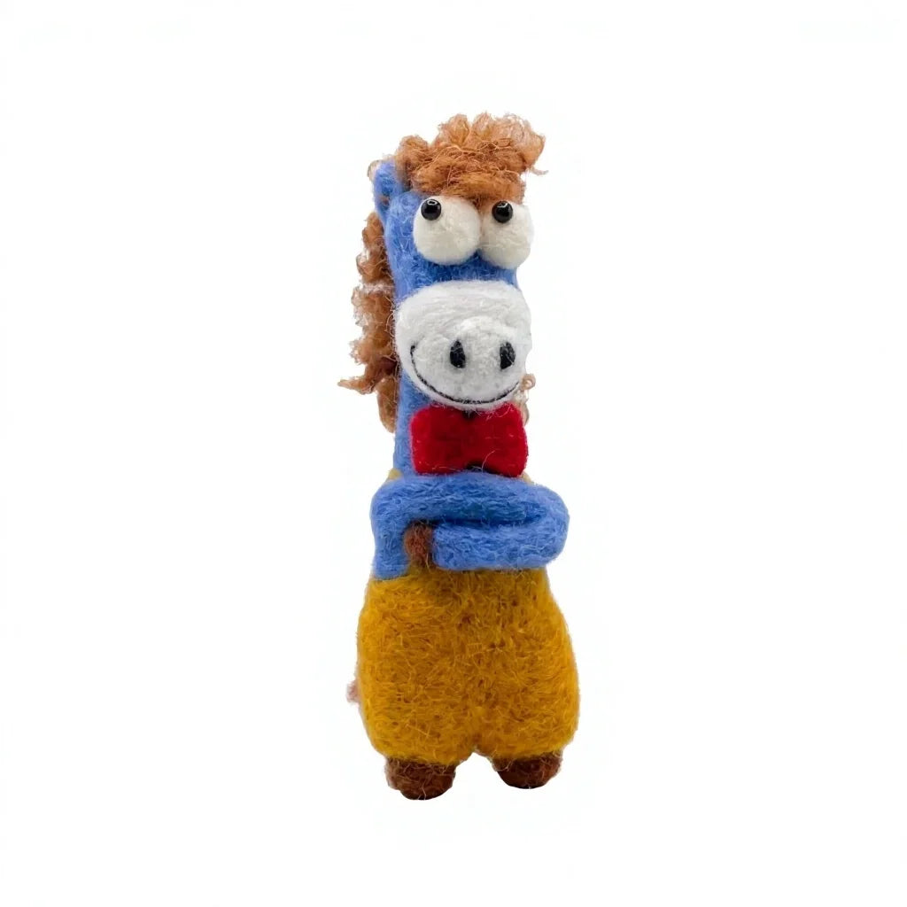 Felt Wool Horse Ornament with Red Bow Tie Cartoon Animal Christmas Decor – view 2