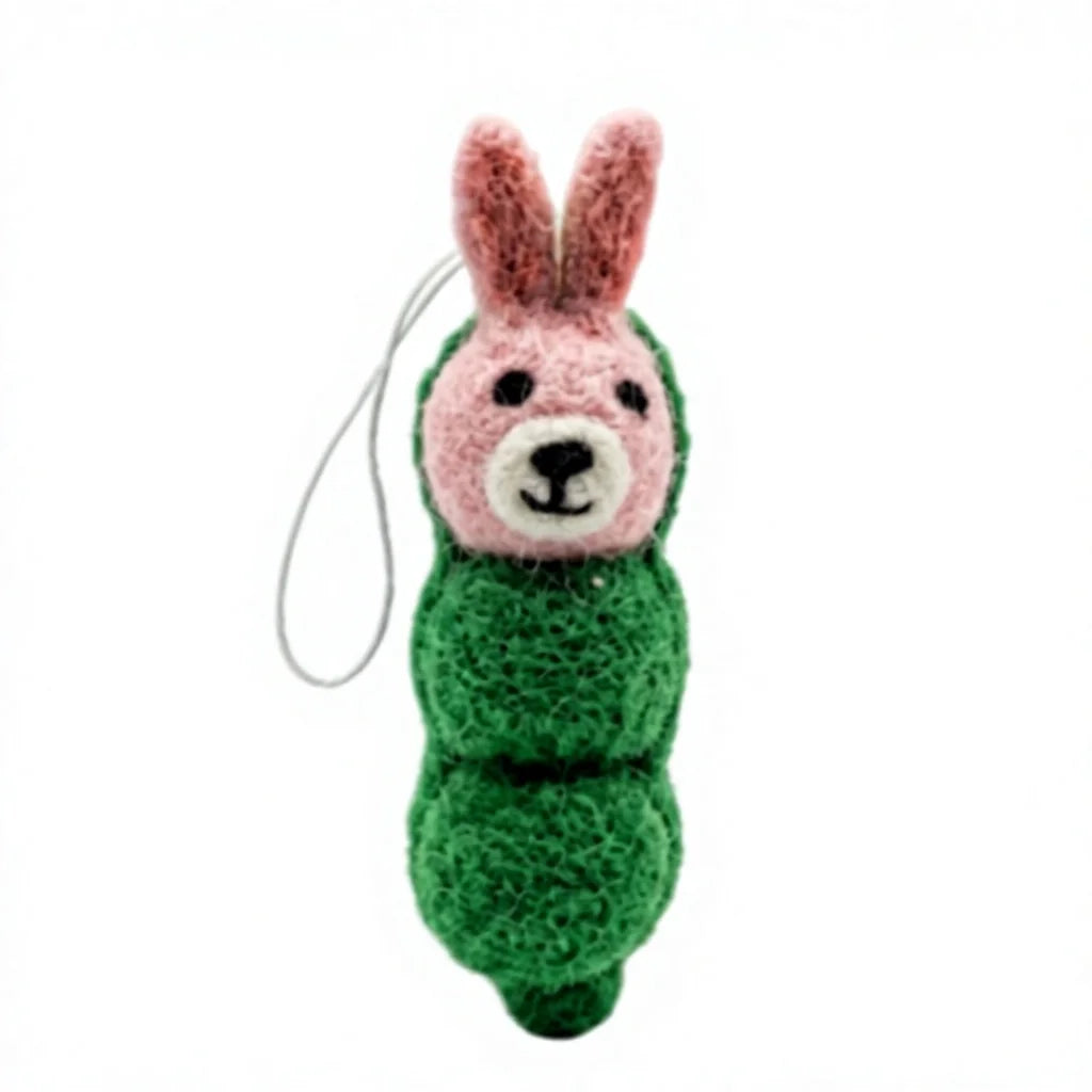 Felt Wool Bunny Pea Pod Ornament Cartoon Animal Wall Hanging Christmas Decoration – view 2