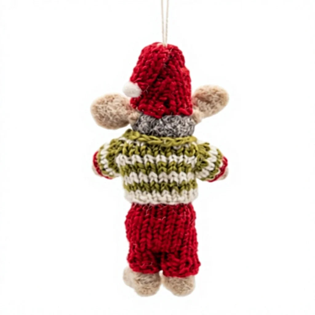 Felt Wool Mouse Doll Christmas Decoration with Red Hat and Bag – view 4
