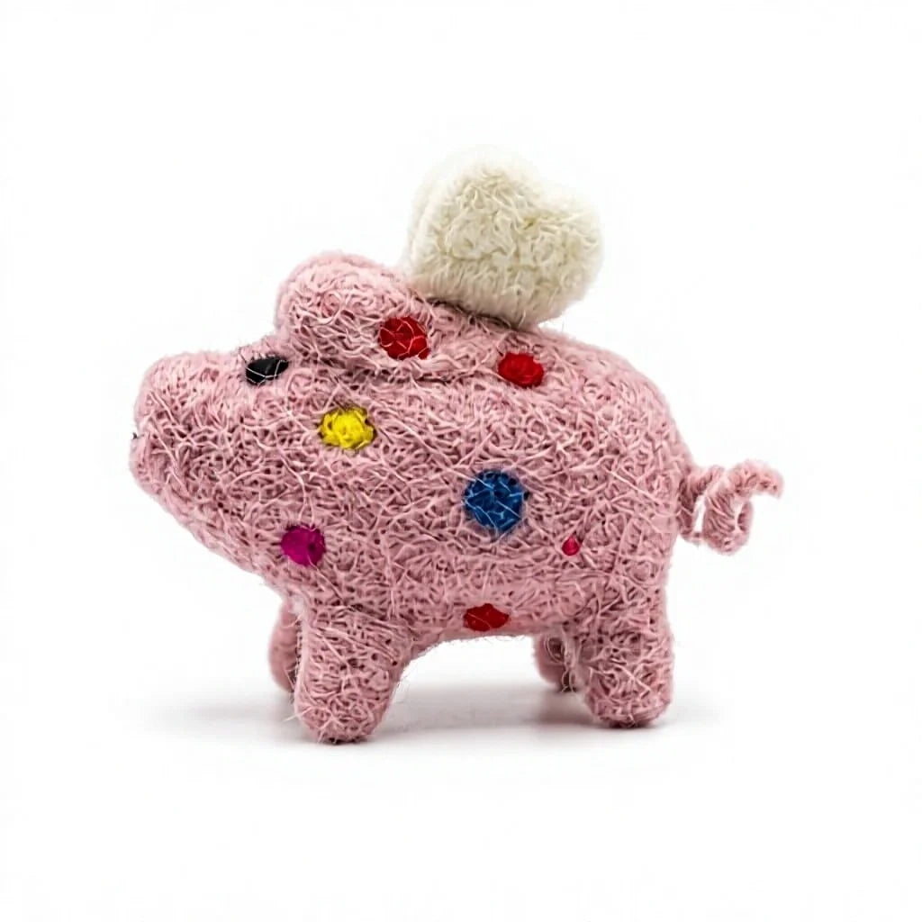 Felt Wool Pig Ornament Pink Multi Color Polka Dot Cartoon Animal Christmas Decoration – view 3
