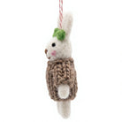 Felt Wool Rabbit Ornament with Green Headband Handmade Indoor Decoration – view 3