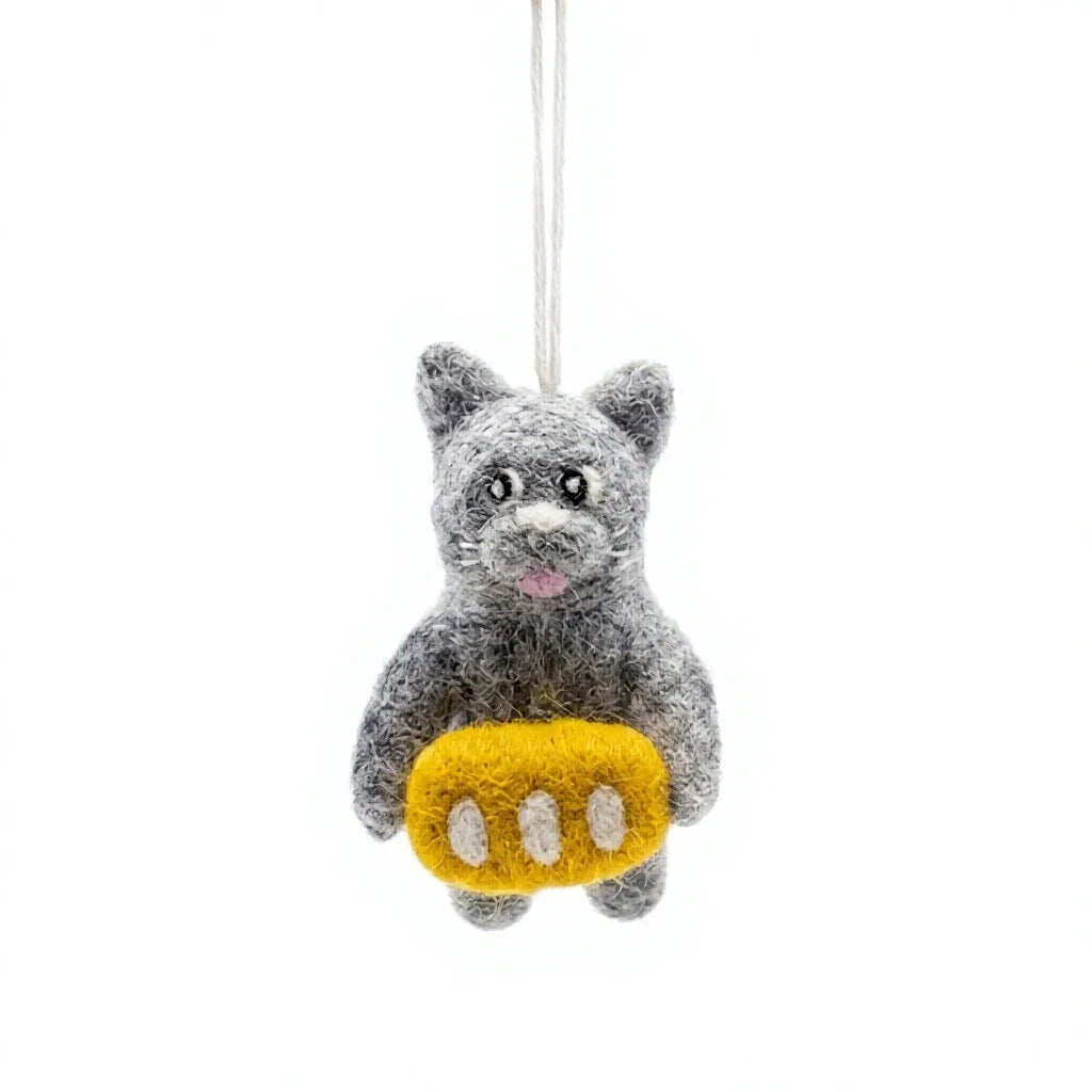 Felt Wool Cat Christmas Ornament Cartoon Animal Wall Hanging Indoor Decor – view 2