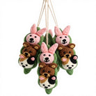 Felt Wool Pea Pod Animal Set Bunny Bear Panda Wall Hanging Christmas Decoration – handmade by Best Himalaya