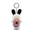 Felt Wool Bunny Doll with Pink Bow and Blue Dress Small Cartoon Animal Decor – view 4