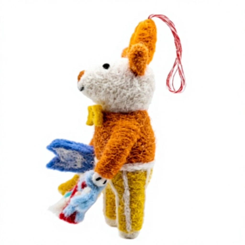 Felt Wool Mouse Christmas Ornament Set with Ribbon Garland Multi Color Cartoon Animal Decor – view 3
