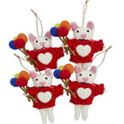 Felt Wool Mouse Ornament with Balloons Red Heart Sweater – handmade by Best Himalaya
