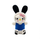 Felt Wool Bunny Doll with Pink Bow and Blue Dress Small Cartoon Animal Decor – view 2