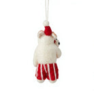 Felt Wool Christmas Bear Holding Snowman with Santa Hat Hanging Ornament Small Cartoon Animal Decor – view 4