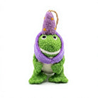 Felt Wool Frog Christmas Ornament with Purple Wizard Hat and Star Details Handmade Cartoon Animal Decor Small Wall Hanging – view 2