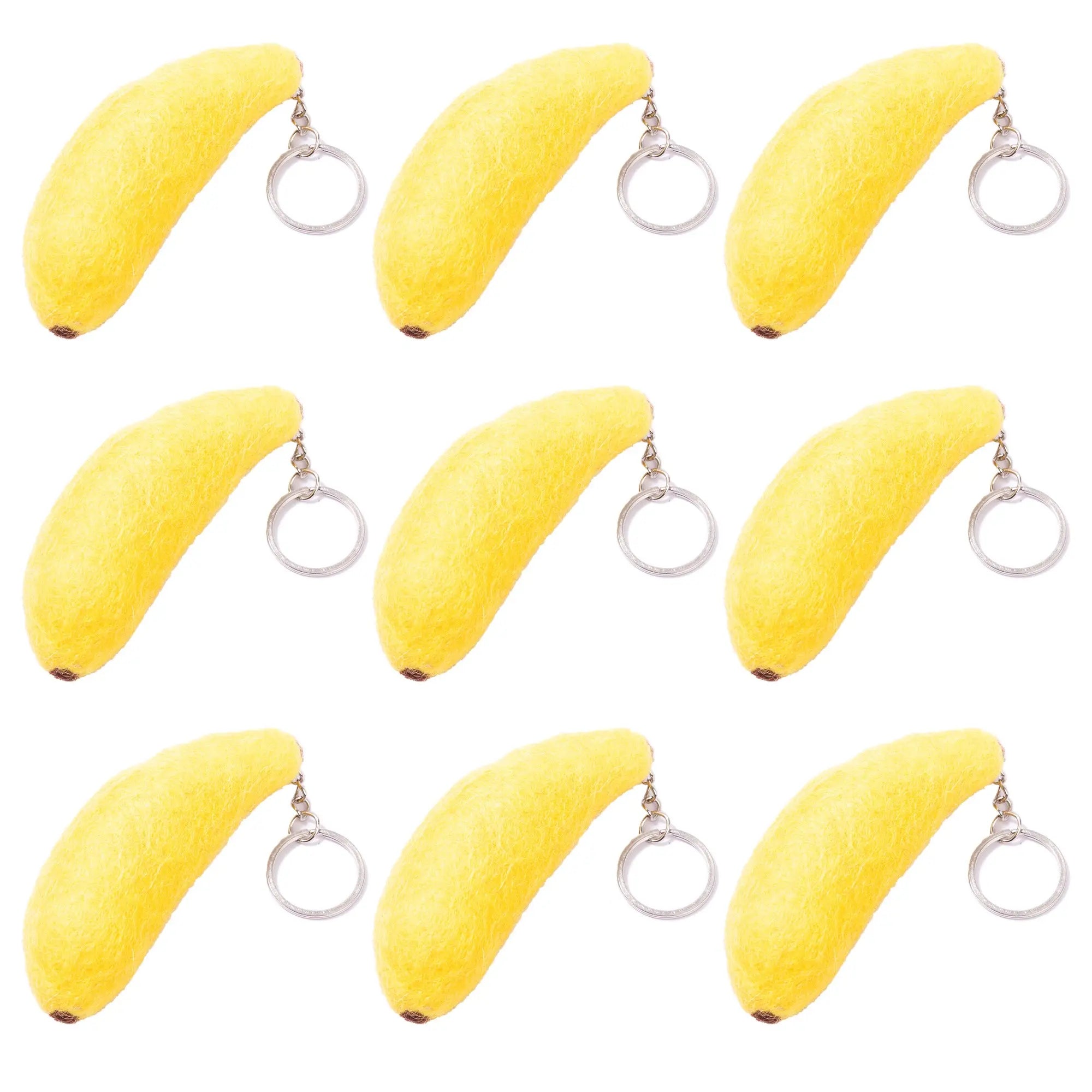 Handmade Felt Smiley Banana Keyring – Colorful Keychain – Cute Gift or Bag Accessory Best Himalaya