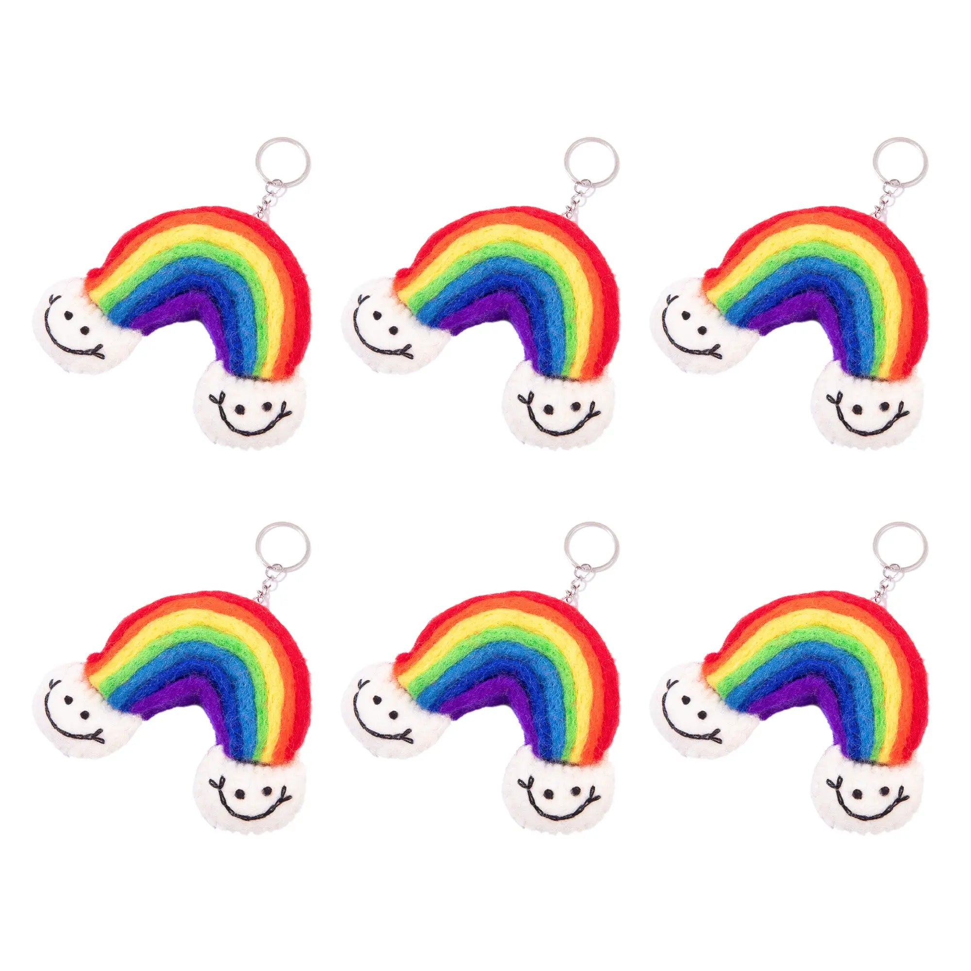 Handmade Felt Smiley Rainbow Keyring – Colorful Keychain – Cute Gift or Bag Accessory Best Himalaya