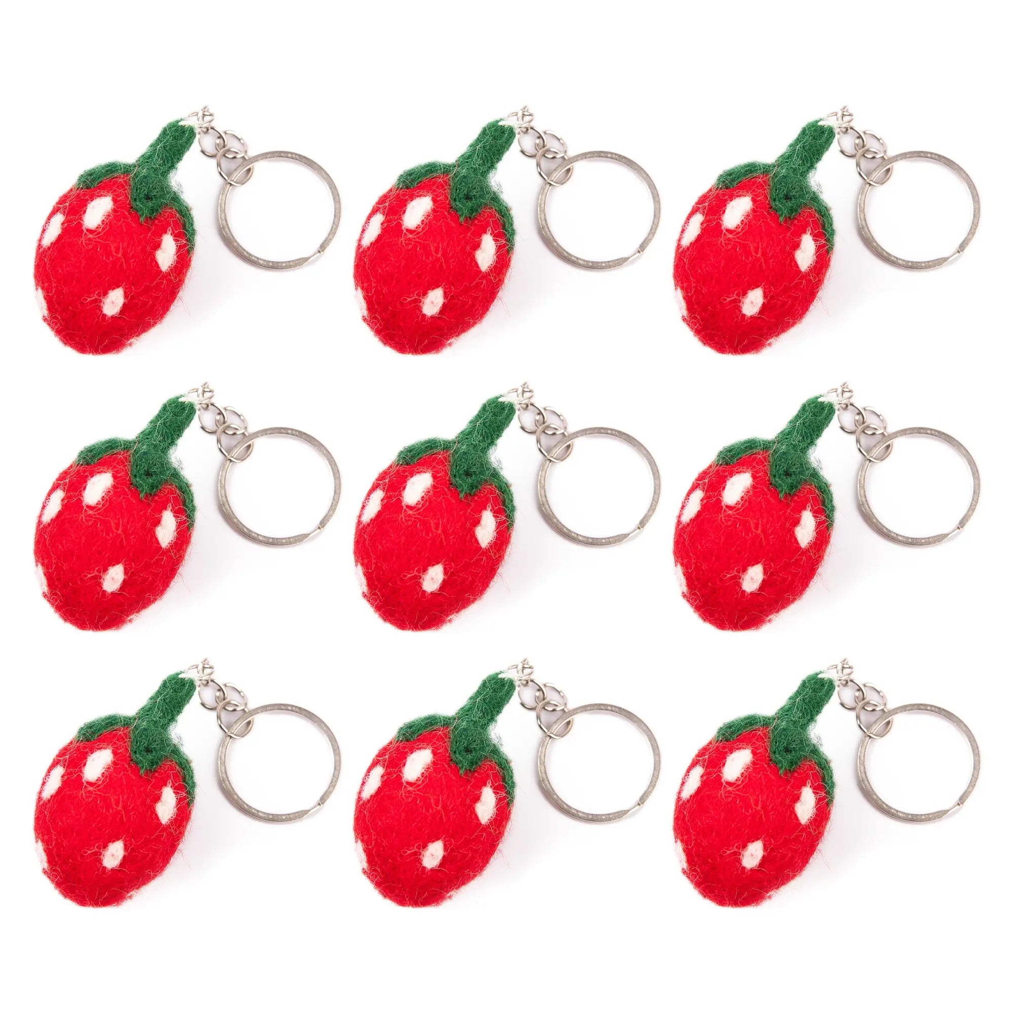 Handmade Felt Smiley Strawberry Keyring – Colorful Keychain – Cute Gift or Bag Accessory Best Himalaya