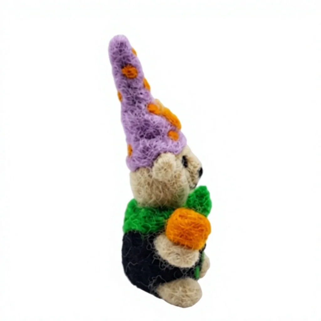 Felt Wool Bear Witch Hat Pumpkin Christmas Ornament Small Animal Decor – view 3
