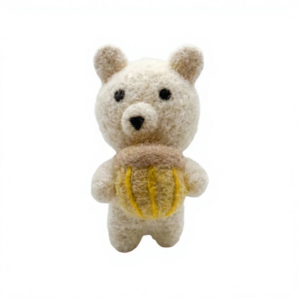 Felt Wool Bear with Honey Pot Ornament Animal Decor Small Cartoon Christmas Decor – view 2