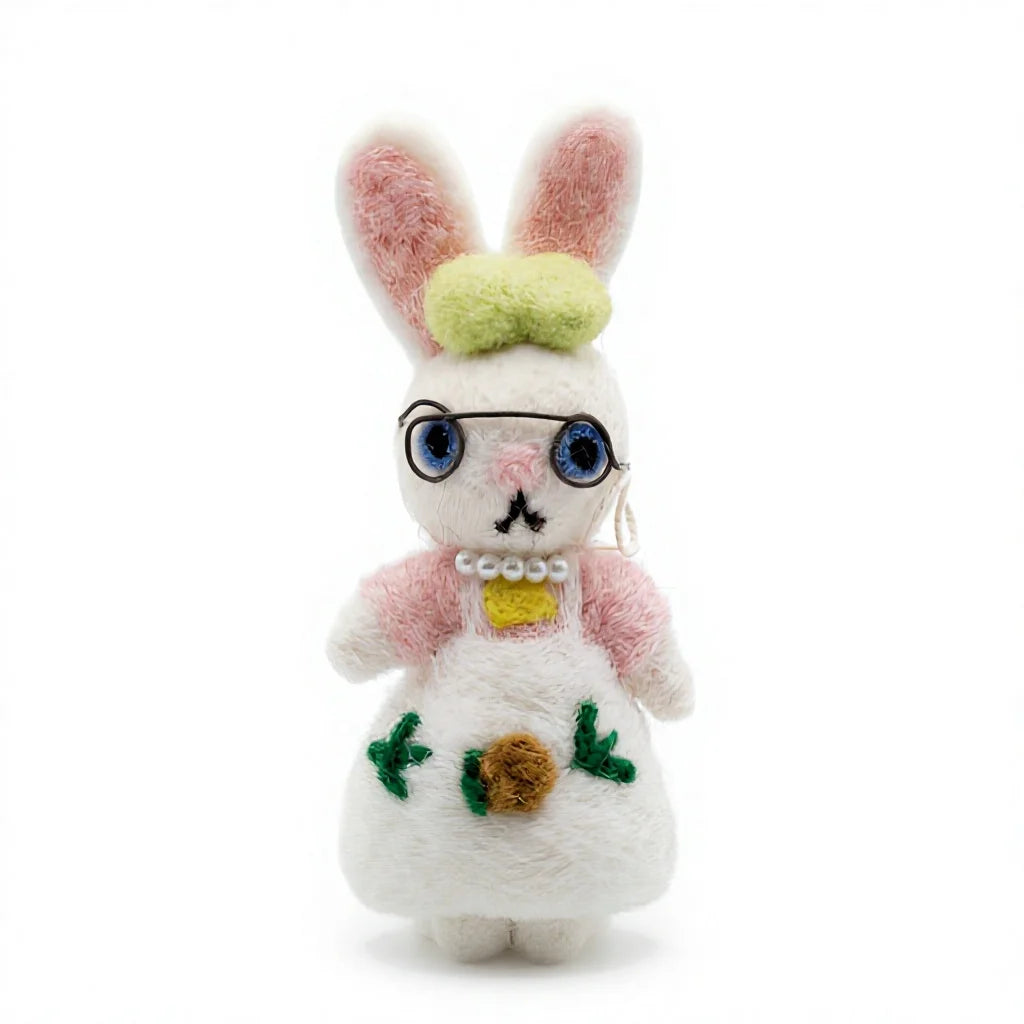 Felt Wool Christmas Meadow Scholar Bunny Artisan Hanging Ornament – view 2