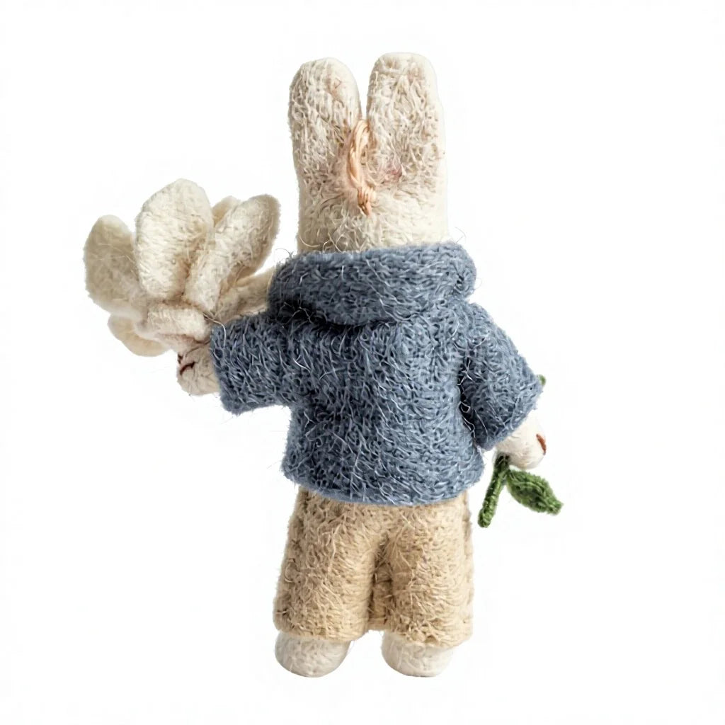 Felt Wool Bunny Rabbit Christmas Decoration with Flower – view 4