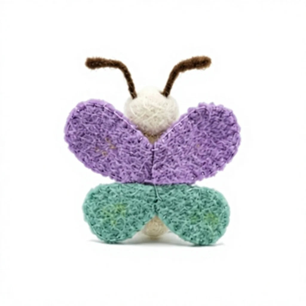 Felt Wool Butterfly Ornament Purple Teal Yellow Wings Cartoon Style Small Wall Hanging Christmas Decoration – view 4