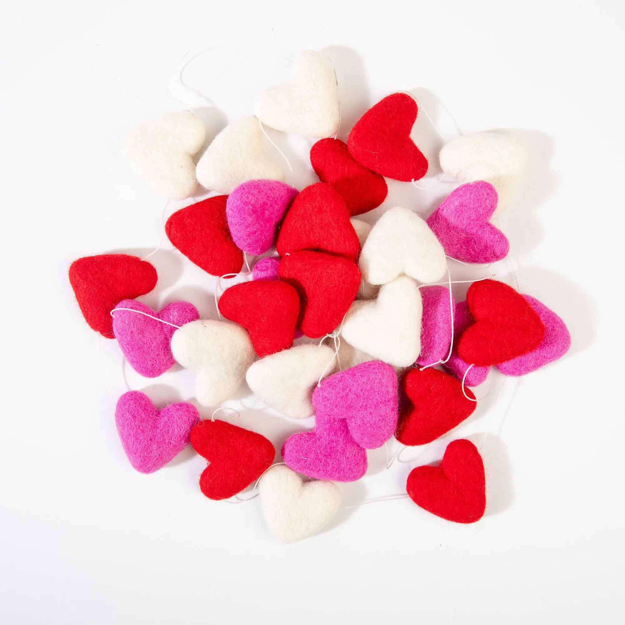 Heart Garland – Handmade in Nepal | Red, White & Pink Wool Felt Hearts for Valentine’s Day, Romantic Mantle & Love-Themed Décor Best Himalaya