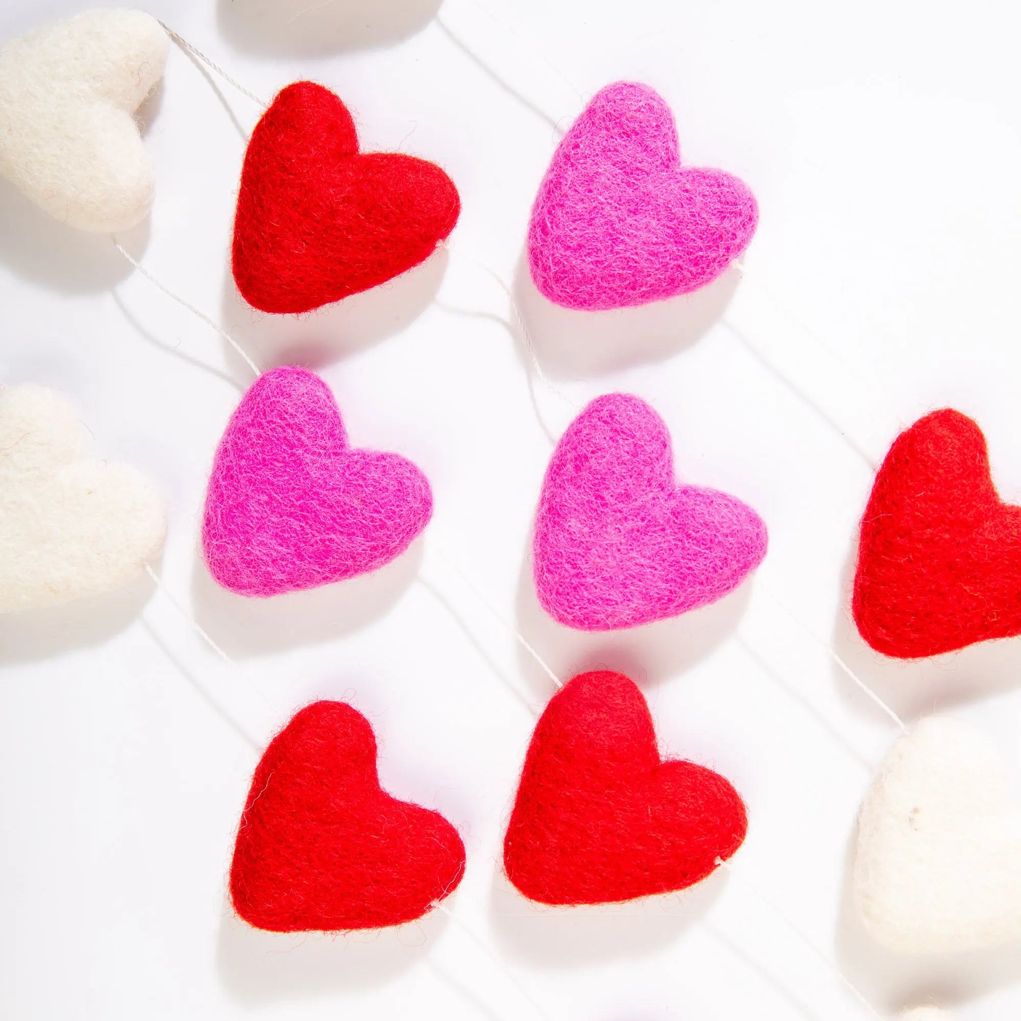 Heart Garland – Handmade in Nepal | Red, White & Pink Wool Felt Hearts for Valentine’s Day, Romantic Mantle & Love-Themed Décor Best Himalaya