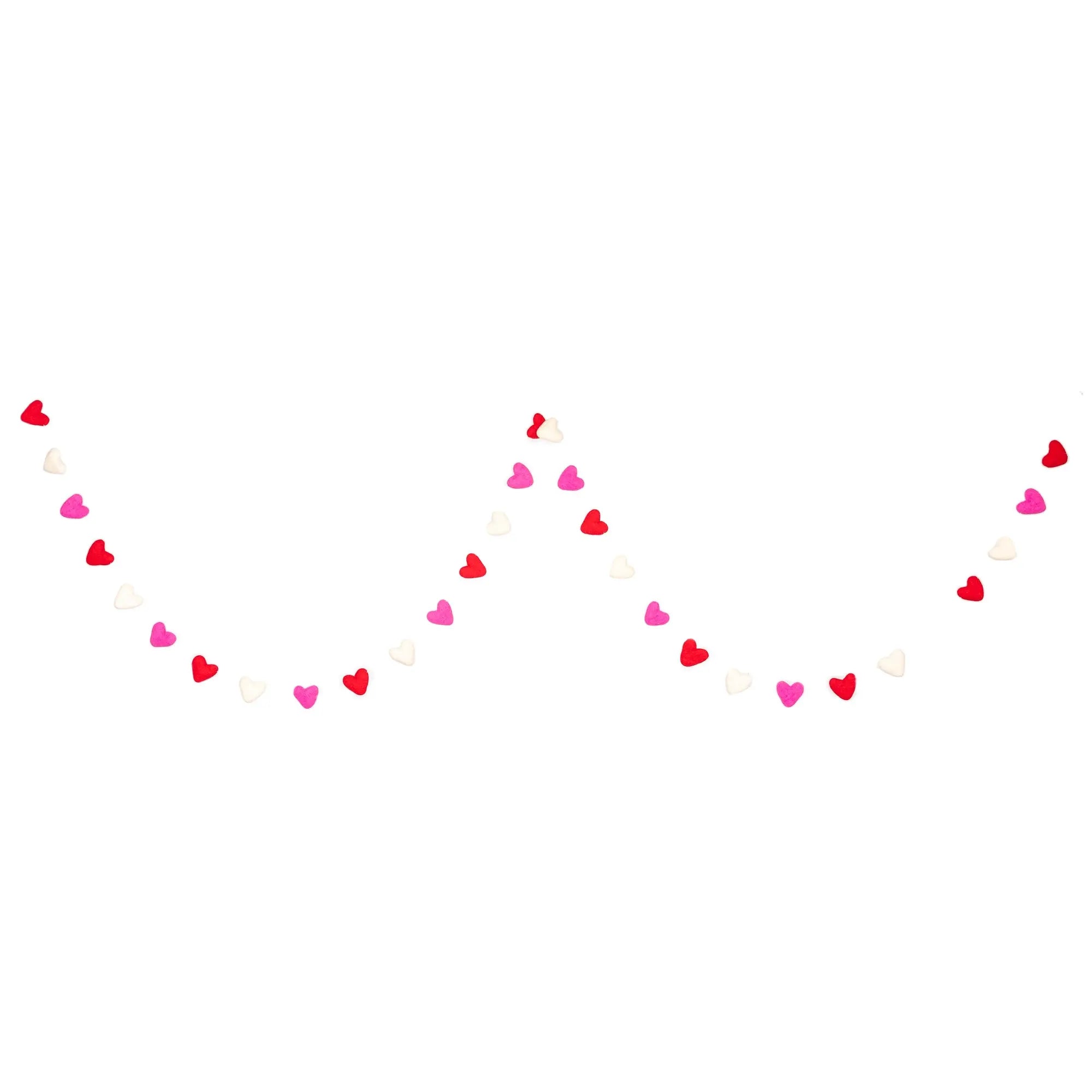 Heart Garland – Handmade in Nepal | Red, White & Pink Wool Felt Hearts for Valentine’s Day, Romantic Mantle & Love-Themed Décor Best Himalaya
