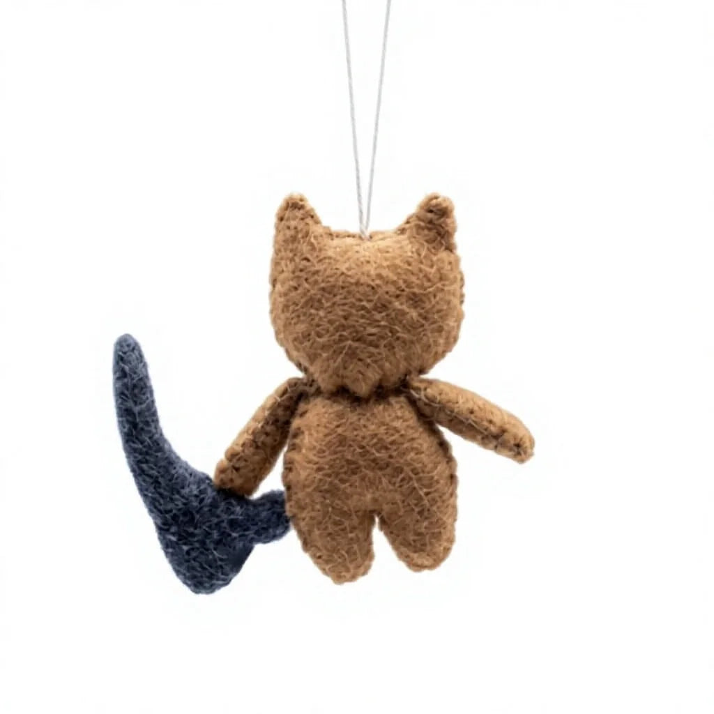 Felt Wool Cat and Mouse Ornament Set Needle Felted Animal Hanging Decor – view 4