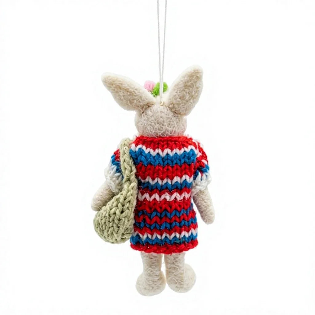 Felt Wool Rabbit Ornament Red Blue White Sweater Cartoon Animal Christmas Decoration – view 4